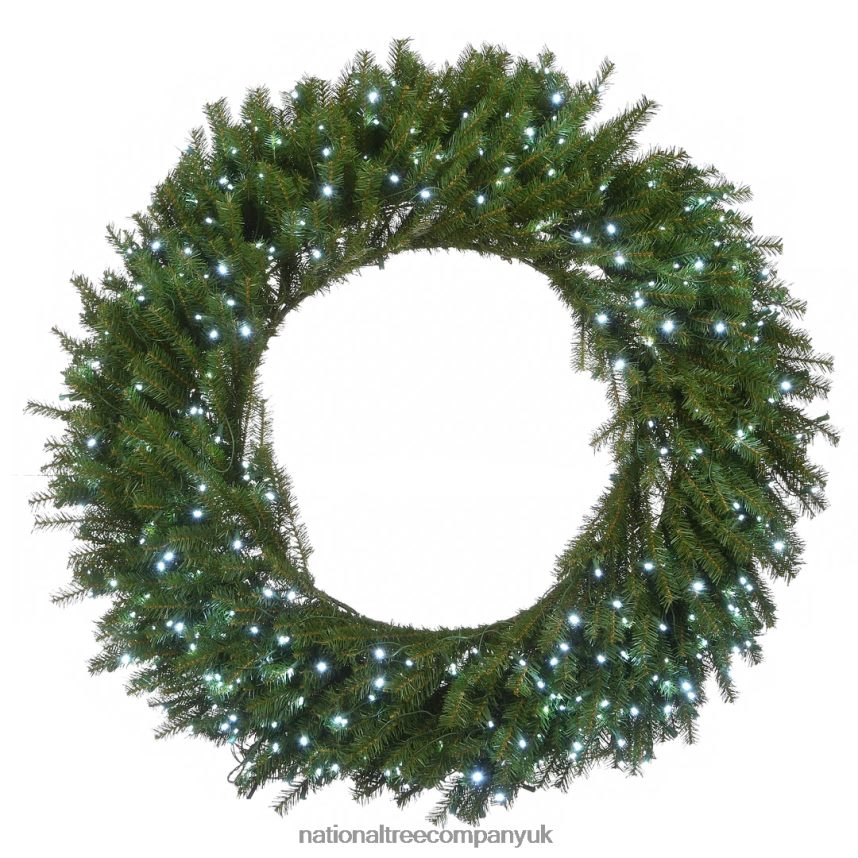 Greenery | National Tree Company 48 Memory-Shape Norwood Fir Wreath with White LED Lights F2L4F276